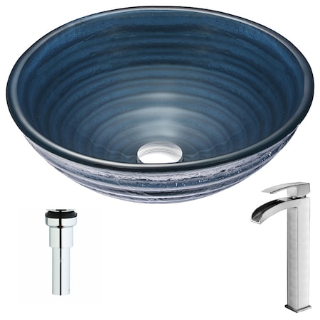 Tempo Vessel Sink In Coiled Blue With Key Polished Chrome Faucet